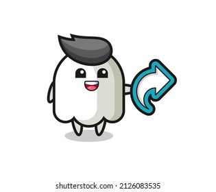 cute ghost hold social media share symbol , cute style design for t shirt, sticker, logo element