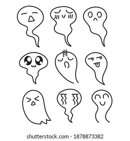 cute ghost icon for element in comic