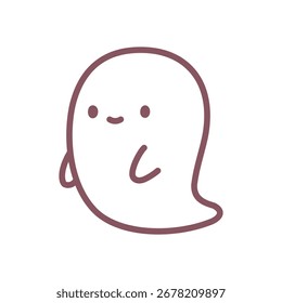 Lindo icono de fantasma. Personaje fantasma pequeño divertido aislado en un fondo blanco. Ilustración de Doodle aislado sobre fondo blanco. Pegatina Kawaii. Vector 10 EPS.