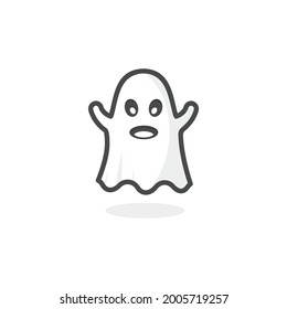 Cute ghost icon isolated on white backgrounds. Halloween symbol. Spooky logo.