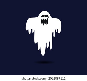 Cute ghost icon isolated on dark background. Halloween symbol. Spooky logo. Vector illustration EPS10
