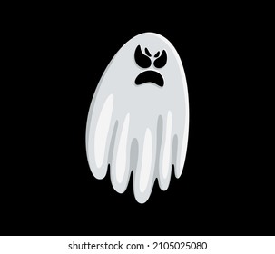Cute ghost icon isolated on dark background. Halloween symbol. Spooky logo. Vector illustration EPS10
