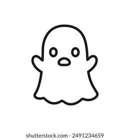 Cute Ghost icon logo outline line art. Simple flat style vector design element. Halloween creepy horror images.