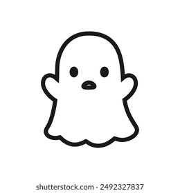 Cute Ghost icon logo outline line art. Simple flat style vector design element. Halloween creepy horror images.