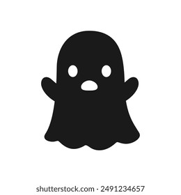 Cute Ghost icon logo silhouette. Simple flat style vector design element. Halloween creepy horror images.