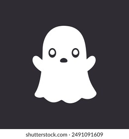 Nettes Ghost-Symbol-Logo. Einfaches, flaches Vektorgrafik-Designelement. Halloween gruselige Horror-Bilder.