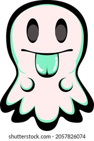 cute ghost icon with the tonge out, vector