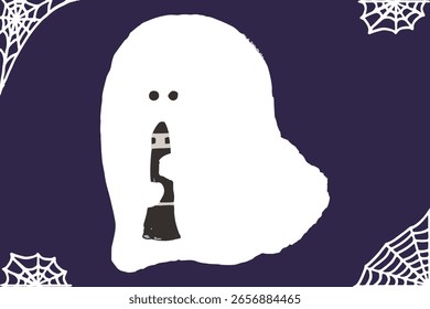 a cute ghost illustration of a clarinet player