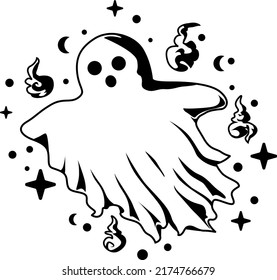 Cute Ghost illustration, Ghosts vector, Boo, Happy Halloween Shirt Eps, Ghost