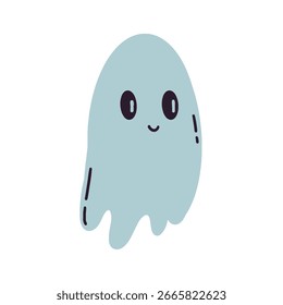 Ilustración linda del fantasma. Vector Doodle dibujado a mano.