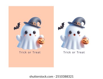  Fantasma bonito Ilustração Truque ou tratar de Halloween T-Shirt