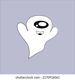 diseño de ilustración fantasma lindo con un ojo
