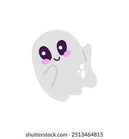 Fantasma lindo aislado en el fondo blanco. Ilustración vectorial en estilo plano.