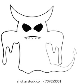 Cute ghost isolated on white background, Vector illustration