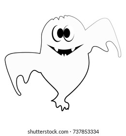 Cute ghost isolated on white background, Vector illustration