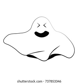 Cute ghost isolated on white background, Vector illustration