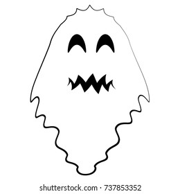 Cute ghost isolated on white background, Vector illustration