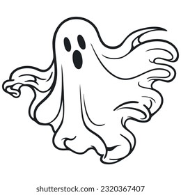 Cute ghost isolated, Vector Halloween concept, Cartoon Ghosts, Spooky vector