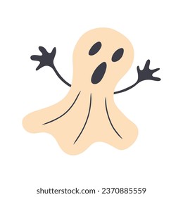Cute ghost isolated, Vector Halloween concept, Cartoon Ghosts, Spooky vector, White ghost with black eyes, Cute ghost icon isolated, Cute cartoon spooky character.Vector