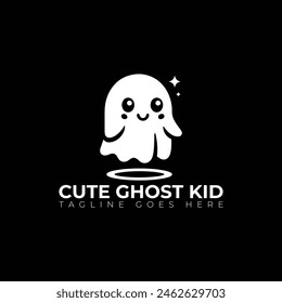 Nettes Ghost Kid Vektorgrafik Logo, Minimallogo, Icon, Illustrationsdesign 