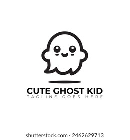 cute ghost kid vector logo, minimal logo, icon, illustration design 