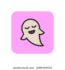 Cute ghost line icon. Awe, cute, charming. Halloween concept. Vector illustration can be used for topics like creature, phantom, mystery