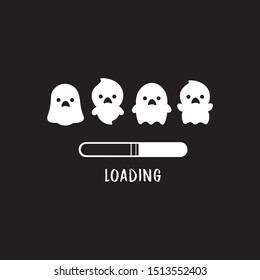 Cute Ghost Loading for Halloween Illustration