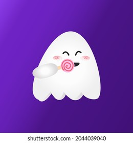 Cute ghost with lollipop in halloween party