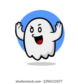 cute ghost mascot character illustration. halloween vector illustration.