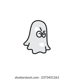 Cute ghost mascot and doodle character illustration. halloween vector illustration