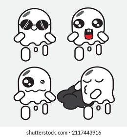 cute ghost mascot illustration. Indonesia, salatiga 3 february  2022