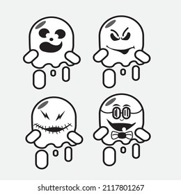 cute ghost mascot illustration. Indonesia, salatiga 4 february  2022