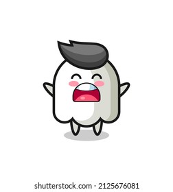 cute ghost mascot with a yawn expression , cute style design for t shirt, sticker, logo element