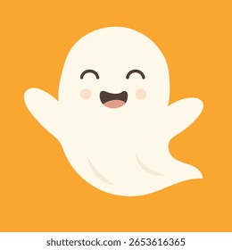 Fantasma bonito no estilo plano mínimo. Arte vetorial desenhada à mão.