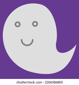 cute ghost on purple background.