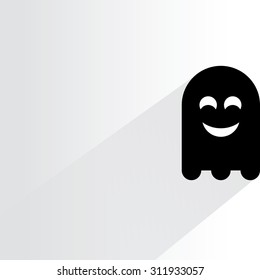 cute ghost on white background, flat and shadow theme
