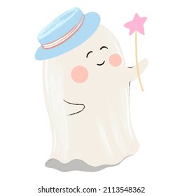 Cute Ghost auf weißem, isoliertem Hintergrund