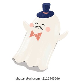 Cute ghost on white  isolated background