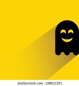 cute ghost on yellow background, flat and shadow theme