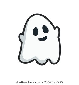 cute ghost with outline in flat vector design.