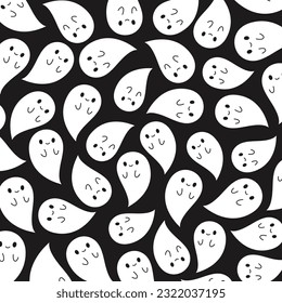 Cute Ghost Pattern Halloween Background Vector