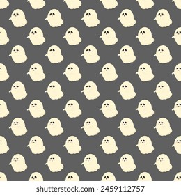 Cute ghost pattern on a gray background. Background for Halloween. Vector illustration