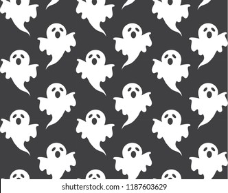 cute ghost pattern seamless background and wallpaper design for halloween day, vector illustration