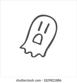 
Cute ghost phantom icons isolated on white Halloween symbol. Spooky logo.