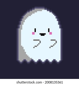 Cute Ghost Pixel Art Character Wallpapervector Stock Vector (Royalty ...