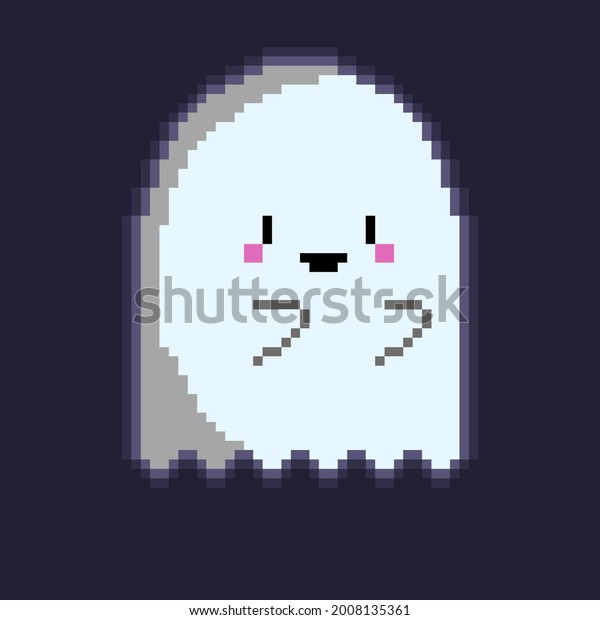 Cute Ghost Pixel Art Character Wallpapervector Stock Vector (Royalty ...