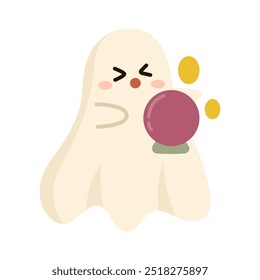 Cute ghost play with magic ball