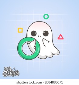 cute ghost playing games,horror illustration,vector eps 10