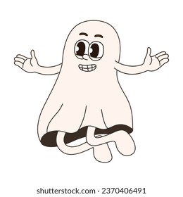 Cute ghost in retro style. Minimalistic character.