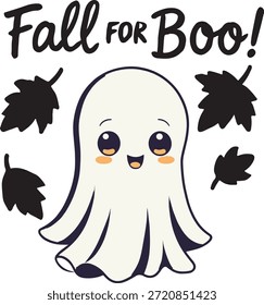 Fantasma lindo que dice Caída para el abucheo con hojas que caen. 